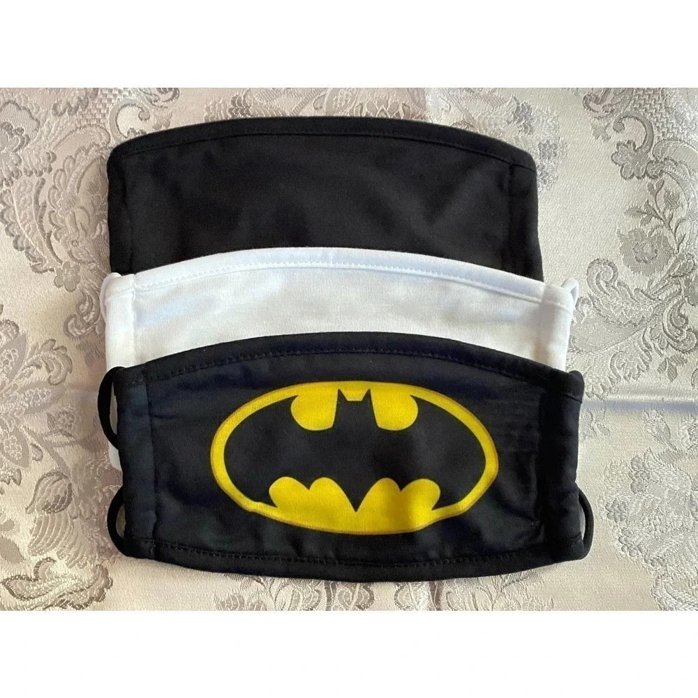 New Batman Face Mask Covering Set OF 3! Age 14& UP Soft and Comfy Black White